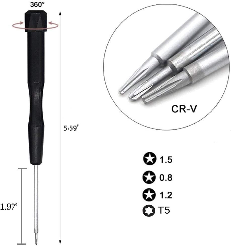 P2 P5 P6 Pentalobe Screwdriver, 5 Pointed Star, 0.8Mm, 1.2Mm and 1.5Mm, T5 Trox,