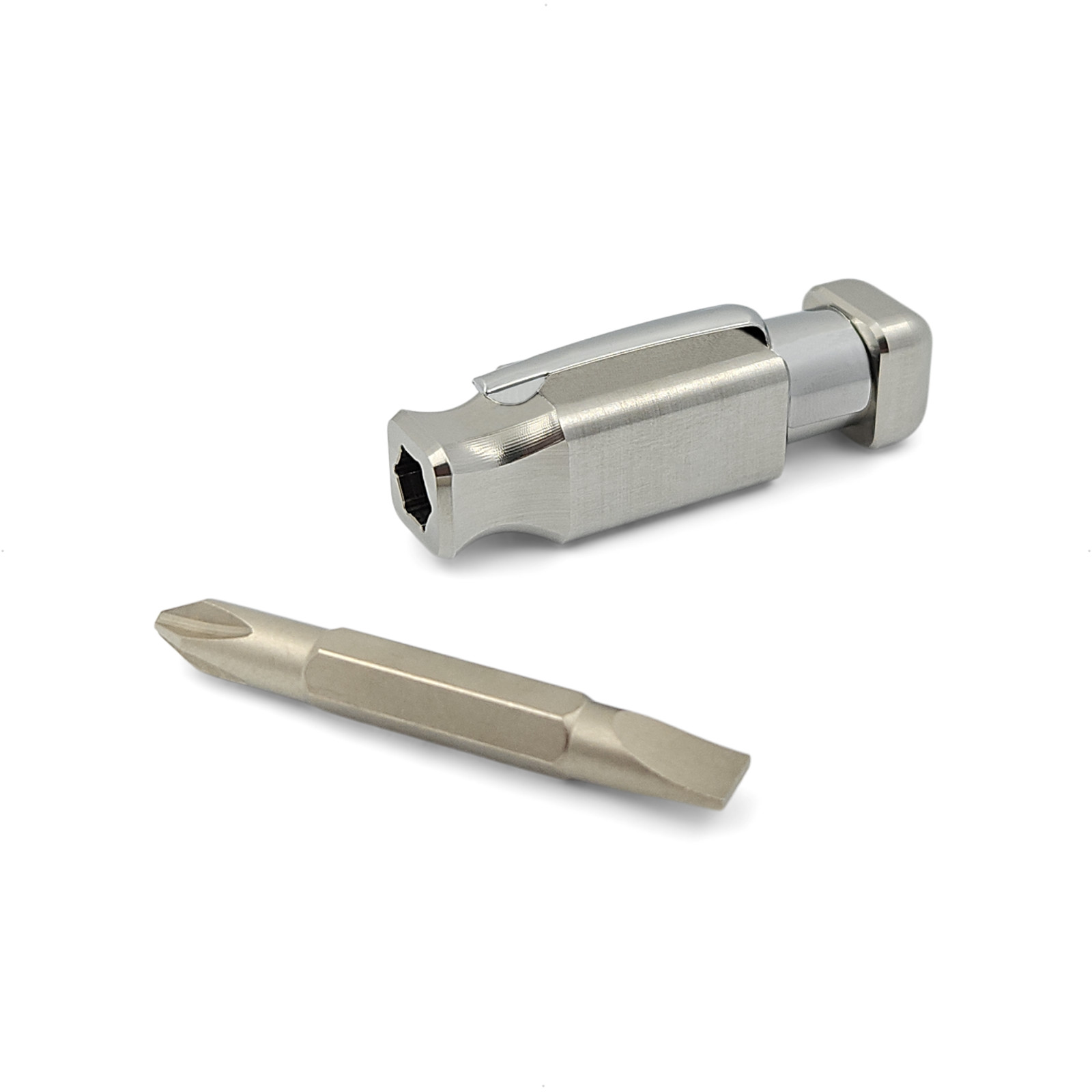 Pocket Screwdriver with Magnet and Clip Phillips and Flat Head – Stainless Steel