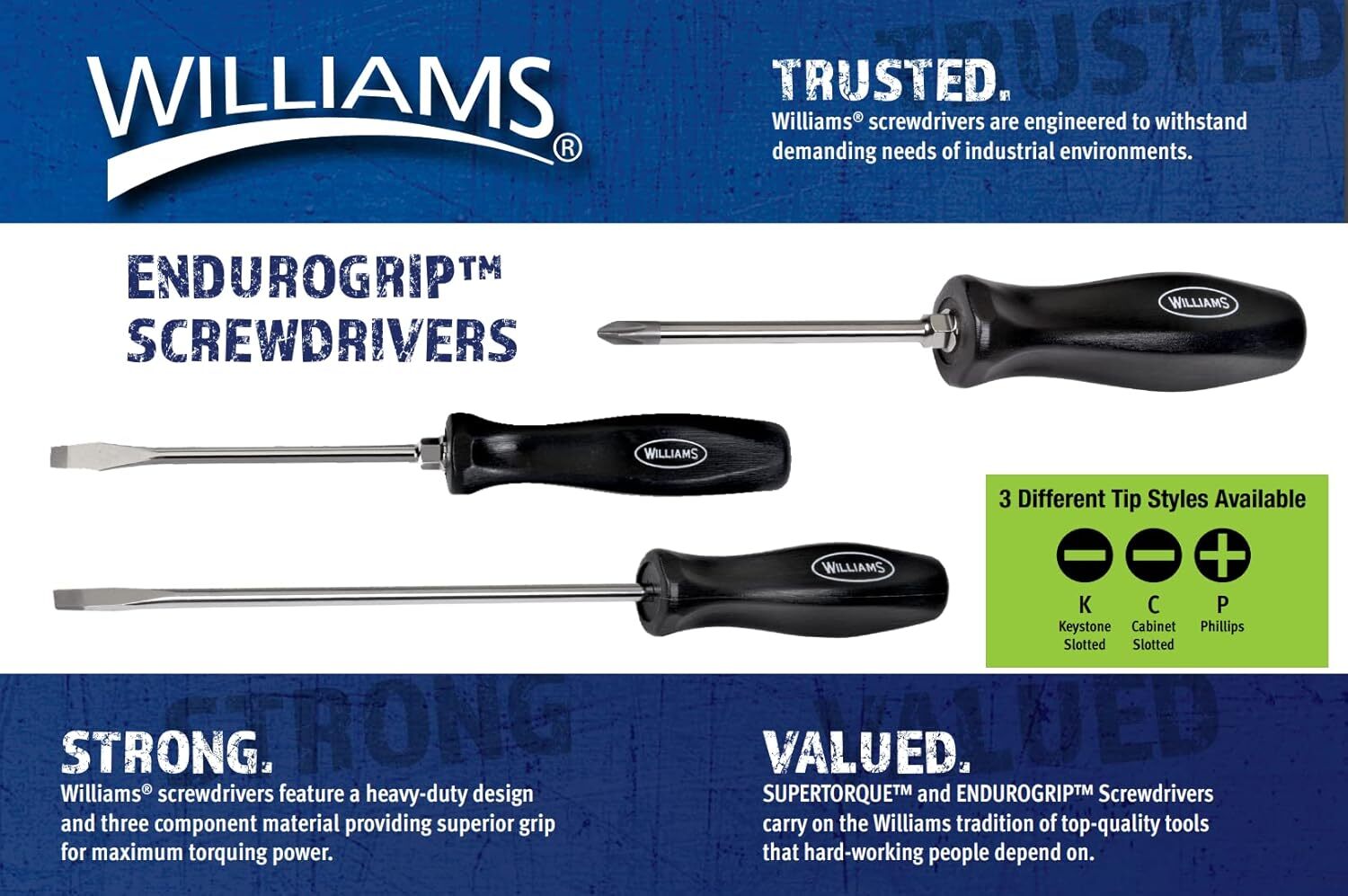 Williams 19 Piece Screwdriver Set With Comfort Grip And Vapor Blasted Tips
