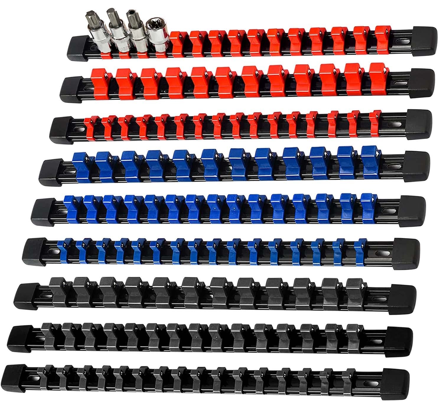 9Piece Socket Organizer, 1/2 inch, 3/8 inch and 1/4 inch Drive ABS ToolsSocke…