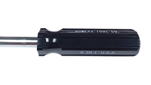 Bowers Tool Co. 6-1 Screwdriver Black Phillips Flat Slotted Multi Bit 6 in 1 USA