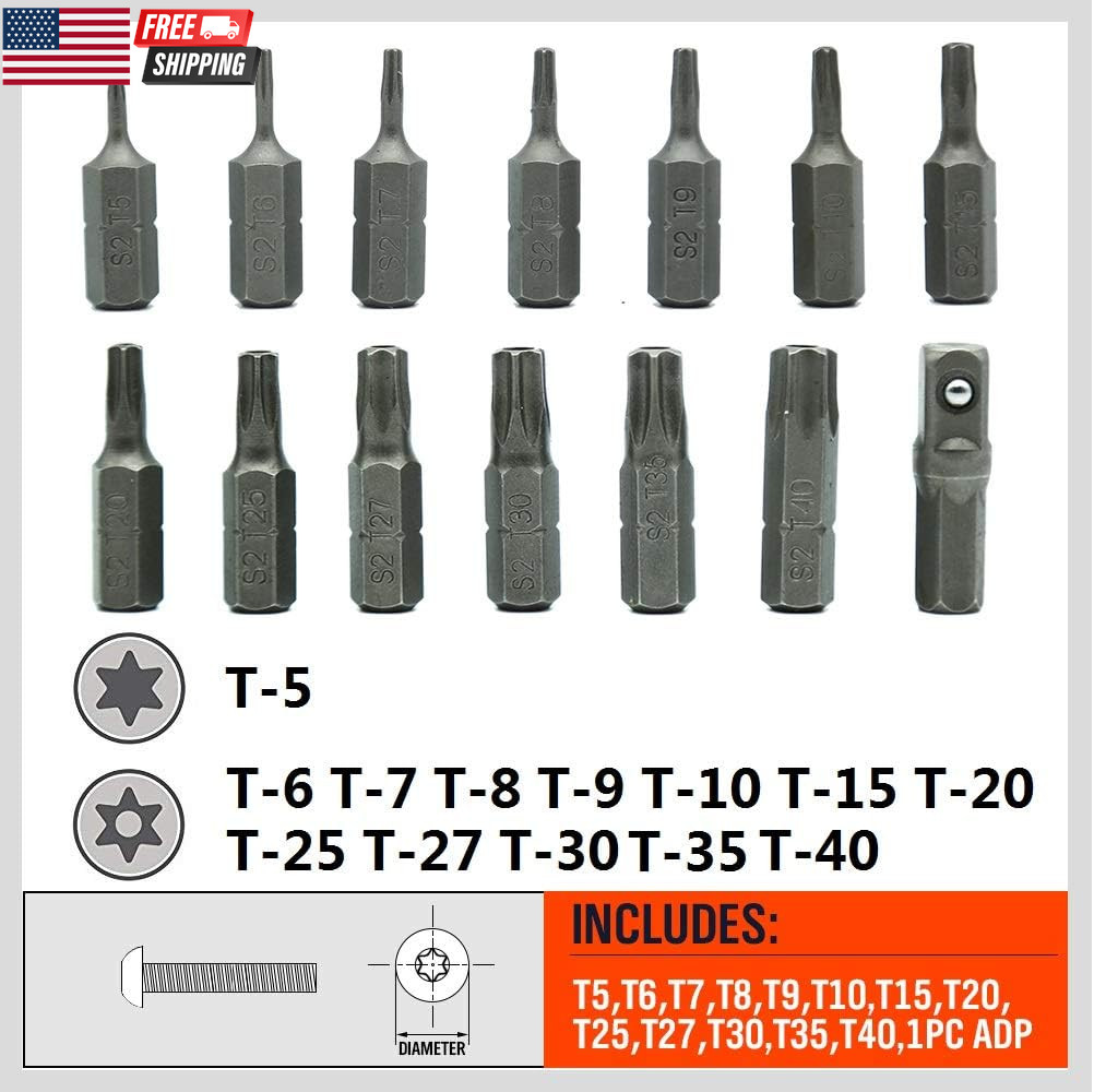 Torx Bit Set, 36Pcs Security Torx Bit Set,Tamper Proof Star Bits (T5-T40) for Im