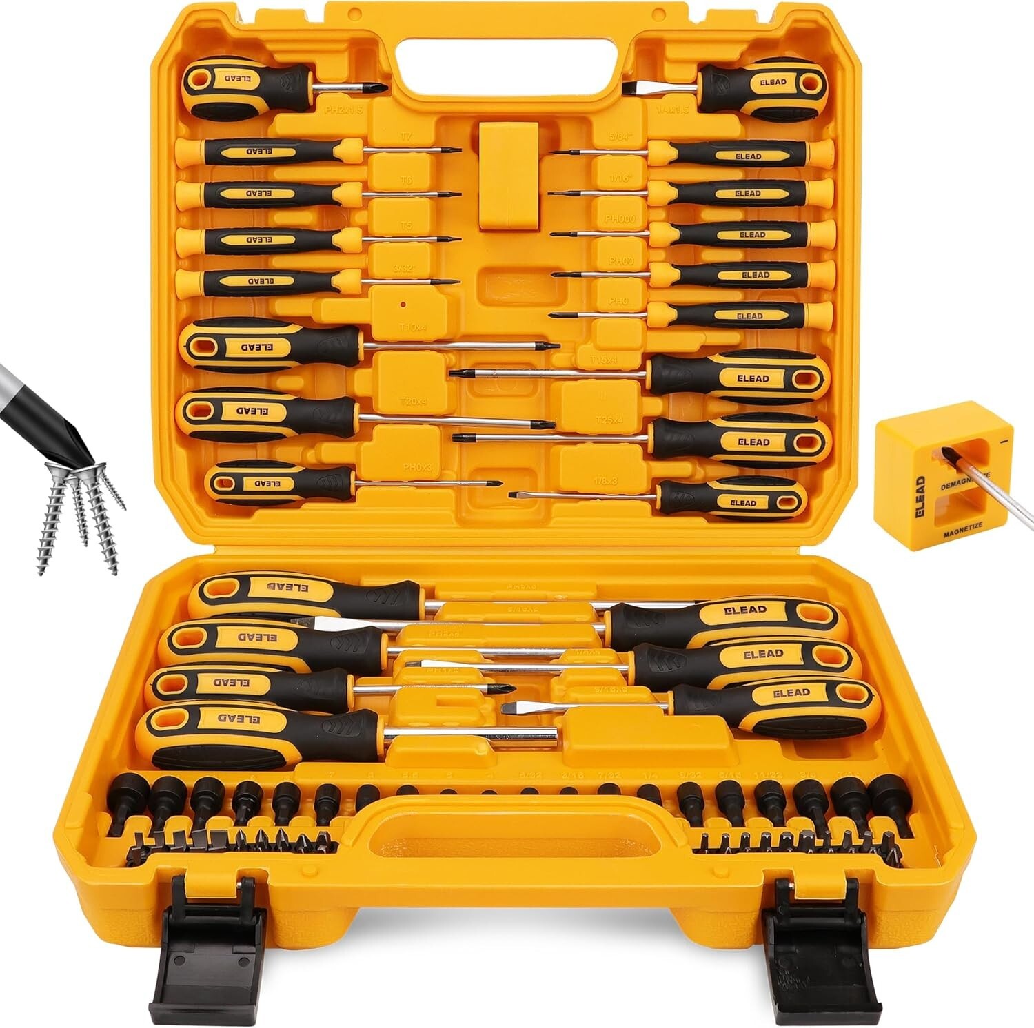 Magnetic Screwdriver Set with Case: 86-Piece Slotted Phillips, Hex, Torx,Precisi