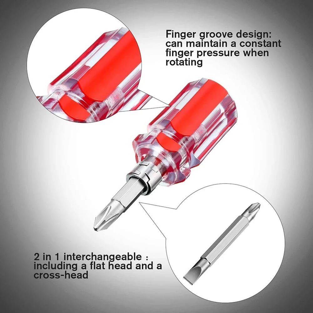 3Pcs Mini Screwdriver Set Short Flat & Phillips 2-in-1 Repair Tool Kit USA