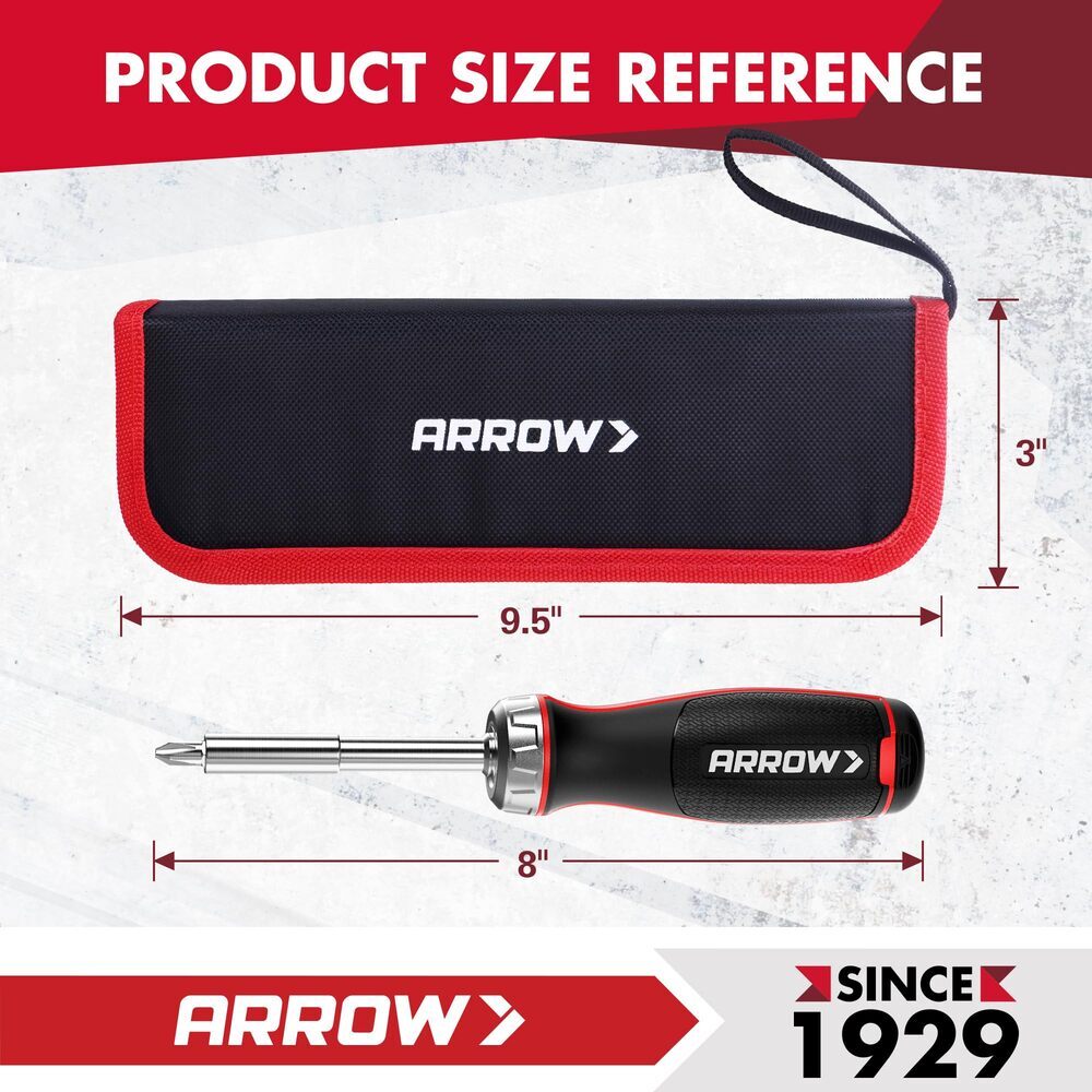 ARROW 27-IN-1 Multi Bit Ratcheting Screwdriver Phillips Slotted Torx Square Bits