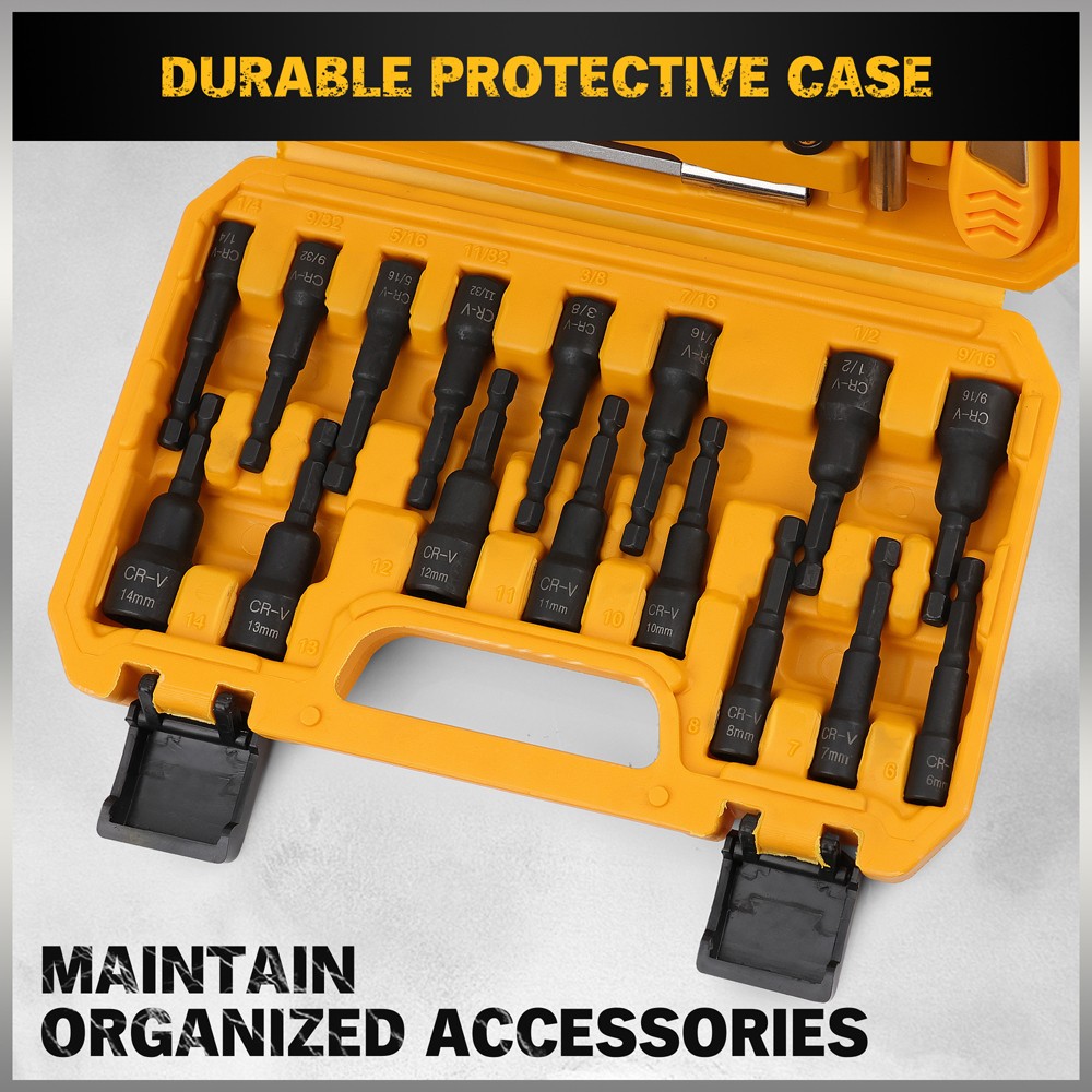 47PC Magnetic Impact Nut Driver Screwdriver Bit Set 1/4″ Hex Shank Quick Change