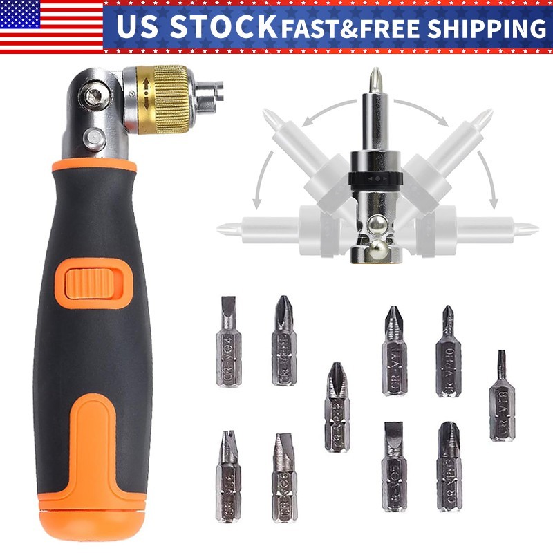 10 in 1 Ratchet Screwdriver Set, Household Bendable Ratcheting Screwdriver