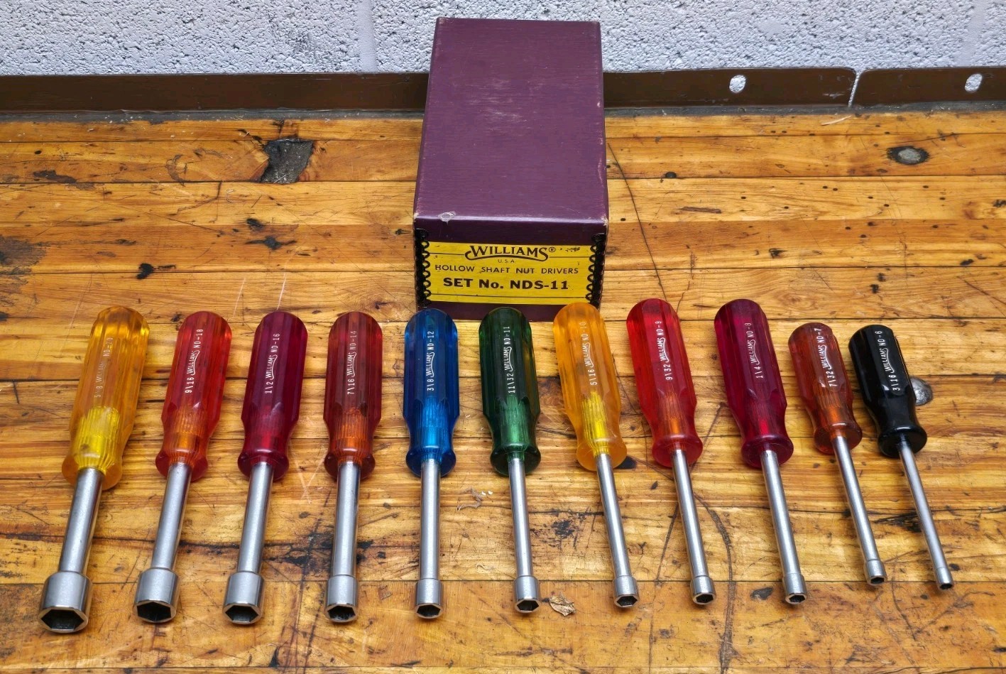 Williams 11 Pc Nut Driver Set 3/16″ Thru 5/8″ SAE USA NDS-11 In Box Excellent