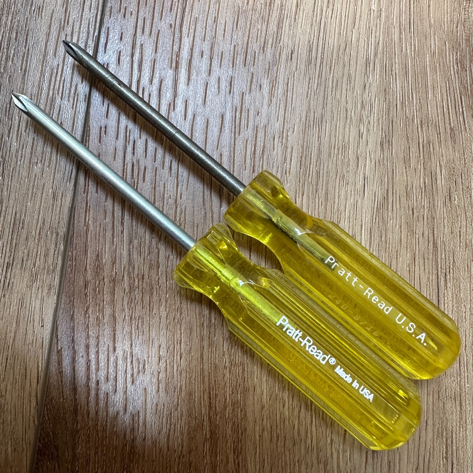 Lot of 2 Pratt-Read USA 3/16″ x 3″ Phillips Head Screwdriver #1 Yellow Handle
