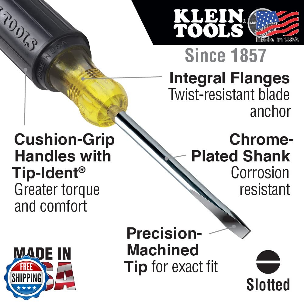 Klein Tools 602-8 3/8-Inch Keystone-Tip Screwdriver,, with 8-Inch He