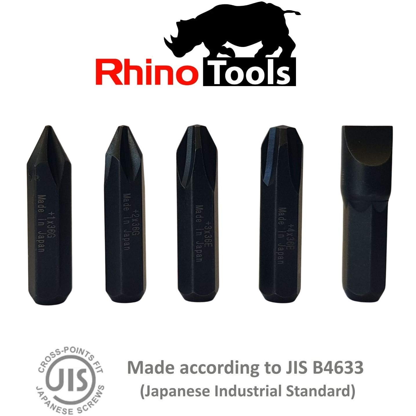 5/16″ JIS Impact Screwdriver Bits | Made in Japan | +1 +2 +3 +4-10 36mm long