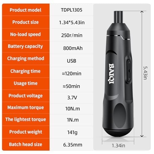 Mini Electric Screwdriver Set, 3.7V Rechargeable Cordless Tool with 20 Bits, USB