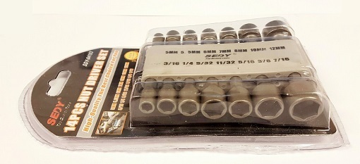14pc Quick Change Power Nut Driver Set Hex Shank Metric Standard SAE Top Quality