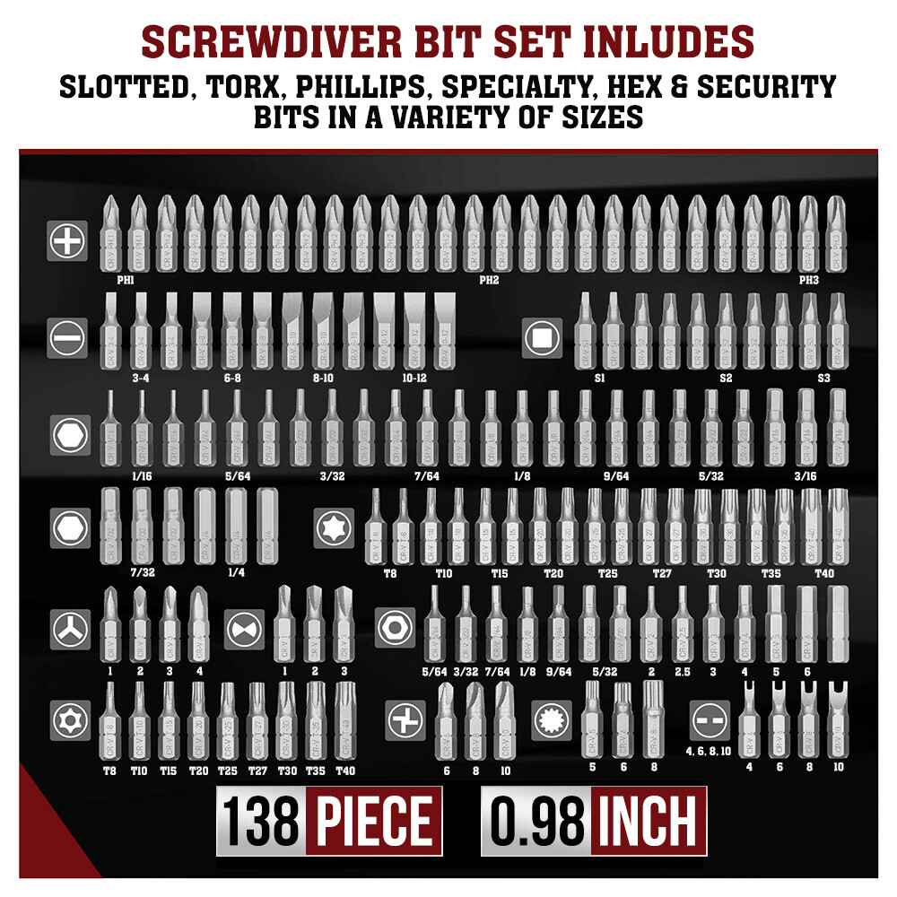 Superior Steel BS208S 208-Piece Screwdriver Security Bit Set