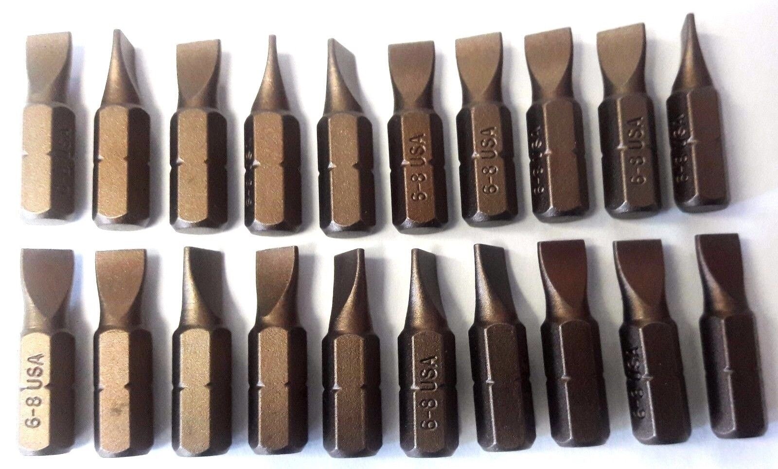 Bosch 1609433675 Slotted 6-8 x 1″ Gold Insert Screw Tips USA 20 PCS