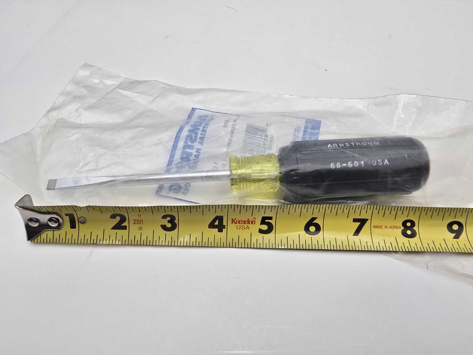 Armstrong 66-504 1/4×4 Round Shank Slotted Screwdriver with Cushion Grip USA 8″