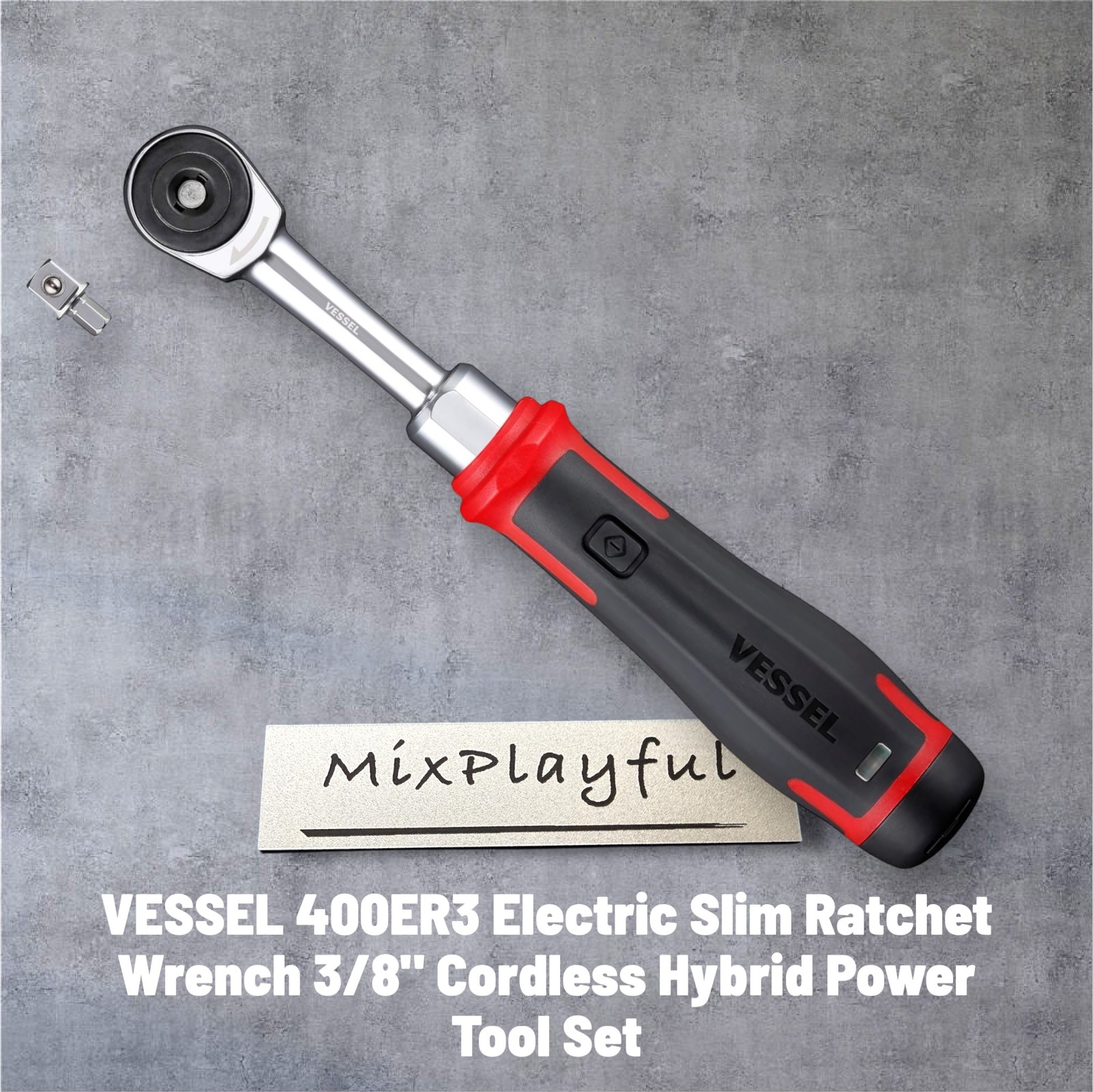 VESSEL 400ER3 Electric Slim Ratchet Wrench 3/8″ Cordless Hybrid Power Tool Set