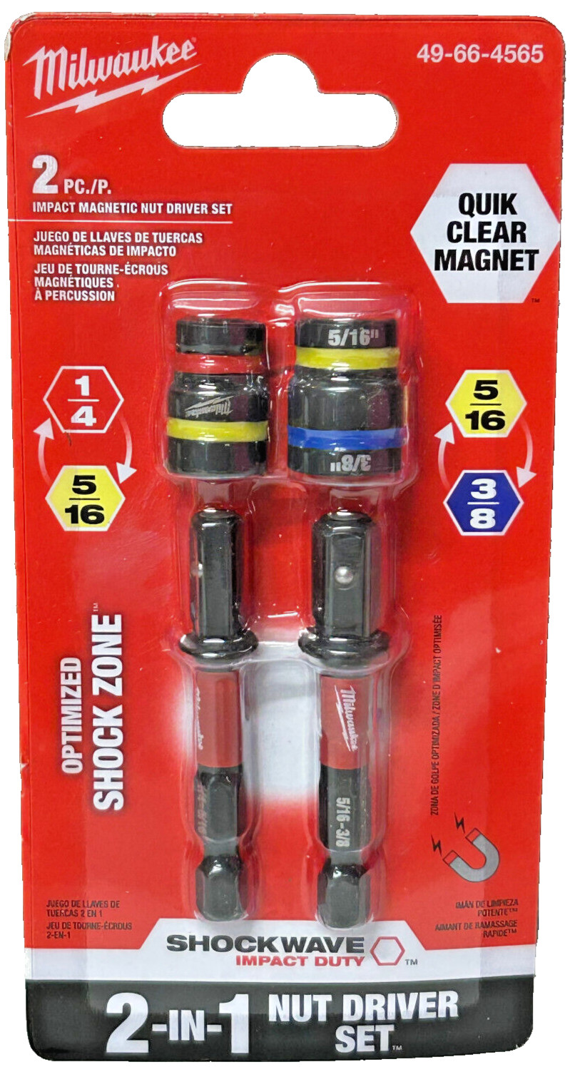 Milwaukee Shockwave 2-in-1 Magnetic Nut Driver Set Impact Duty Quik-Clear