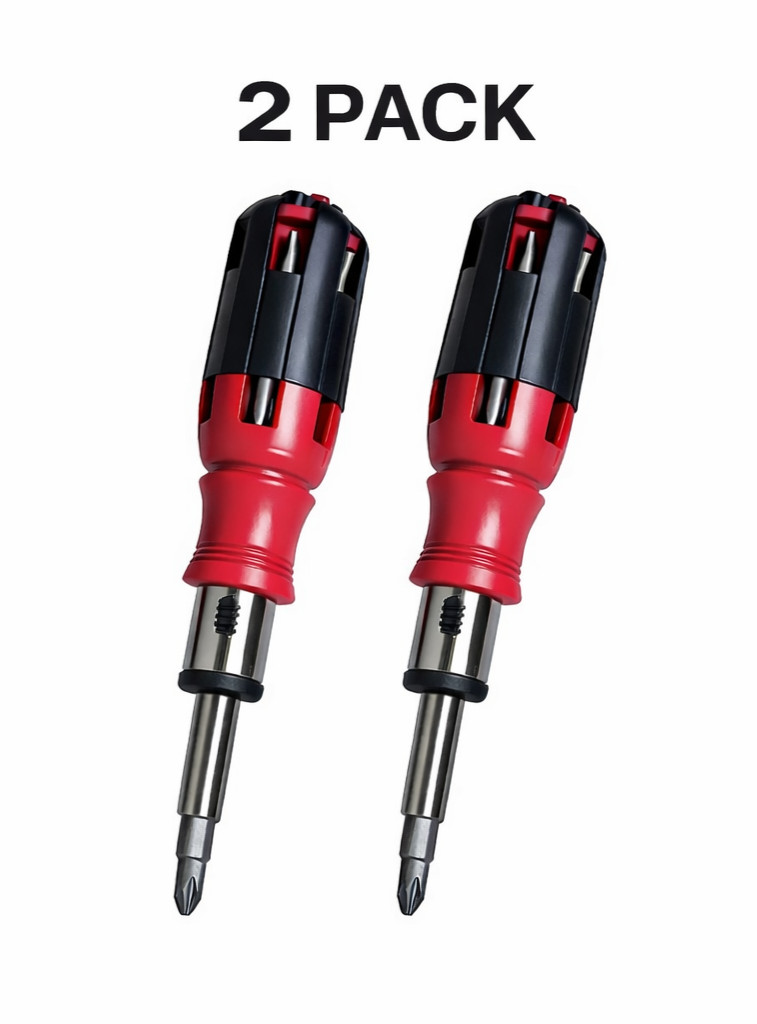 2 Pack 15-in-1 Ratcheting Screwdriver Bit Set S2 Steel Phillips Torx Square
