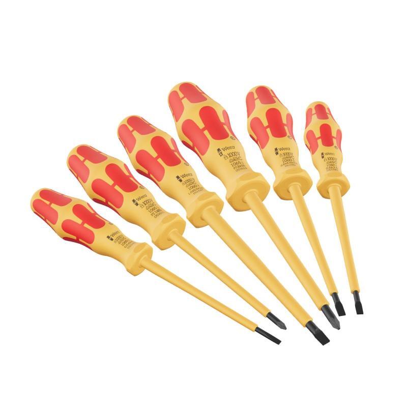 Wera 05051576001 051575 Kraftform VDE SL/PZ Screwdriver Set, 6 Pcs