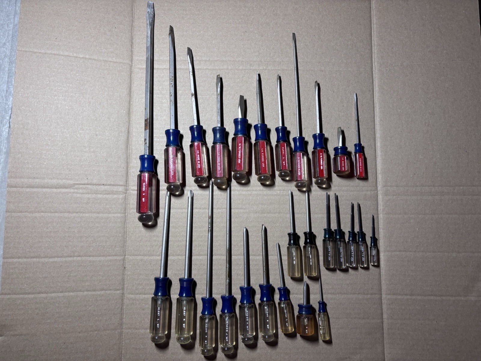 Vintage Craftsman WF USA Screwdriver Set Lot (27 Pc) Flathead Phillips Torx Blue