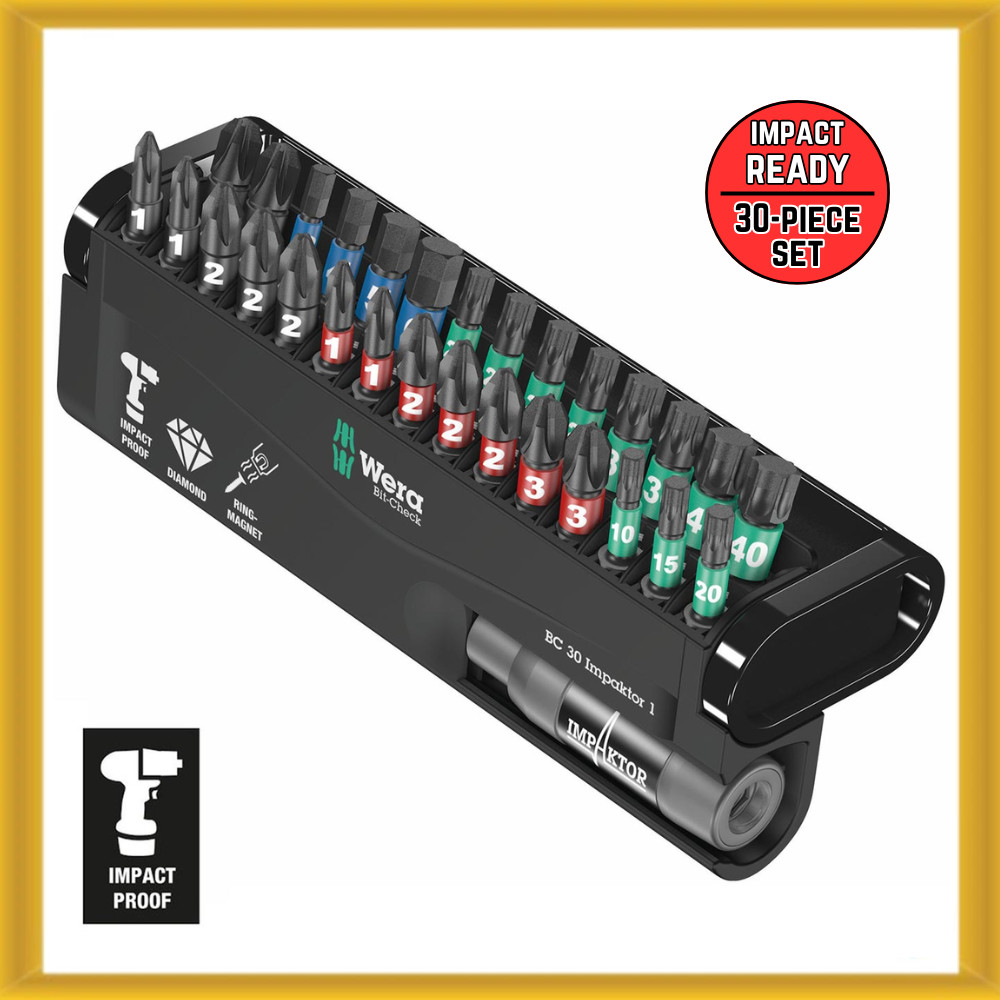 Wera Bit-Check “Impact Ready” Diamond Coated Tips 30-piece Set with Bit Case