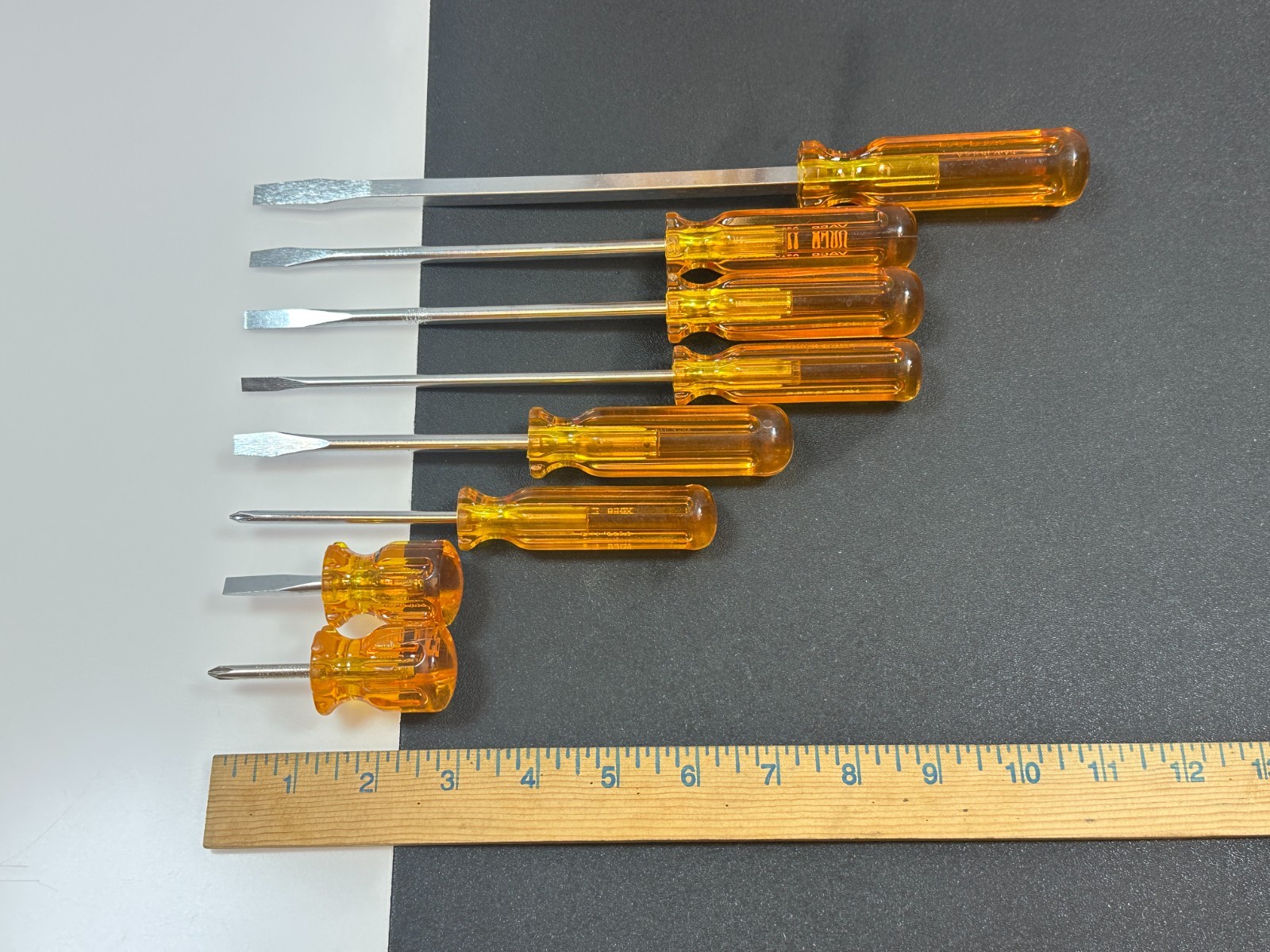 🇺🇸 VACO Tools USA 8pc Flat & Phillips Screwdriver Set, Amber Hard Handle, NOS