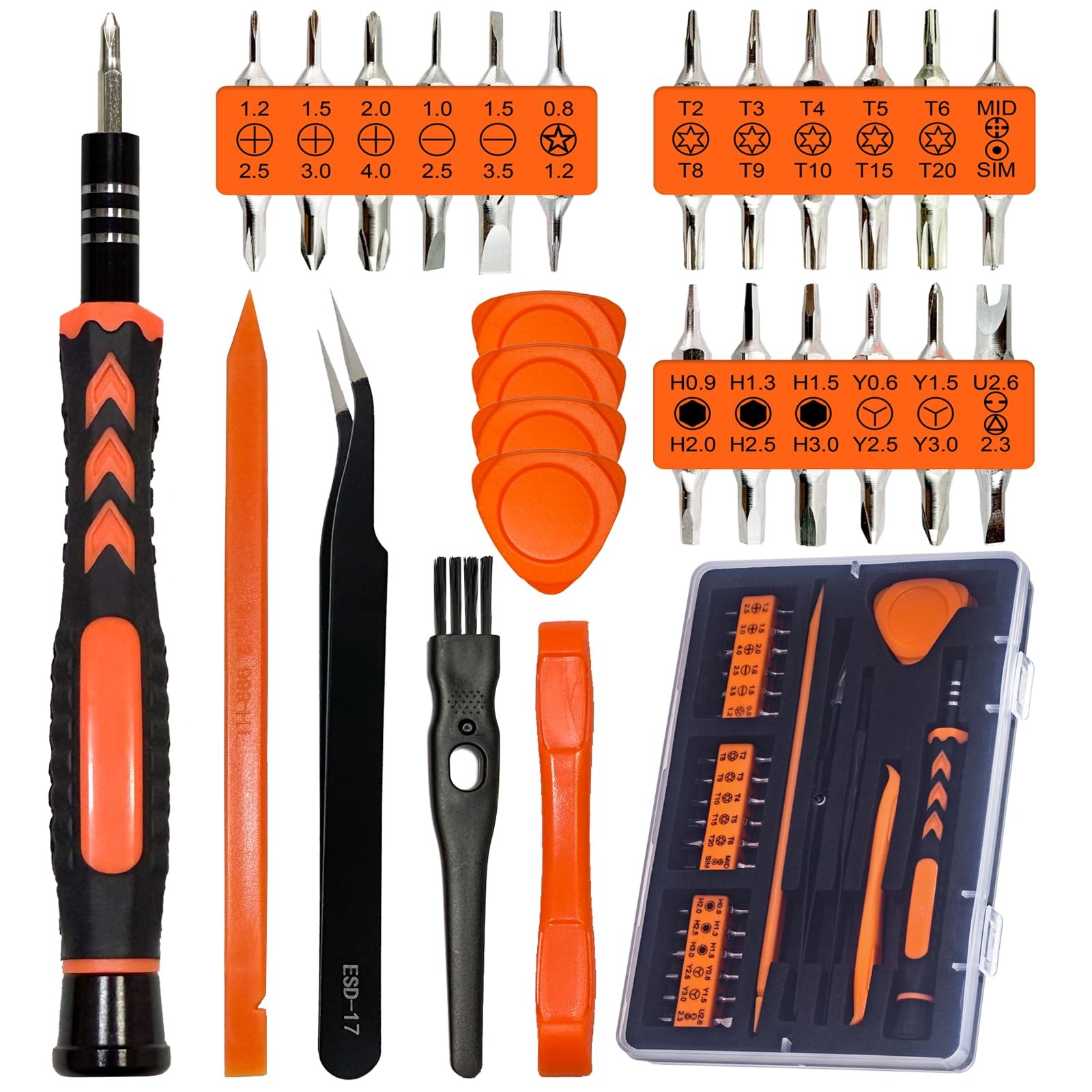 45PCS Precision Screwdriver Set With Case, Flathead Phillips Pentalobe Orange