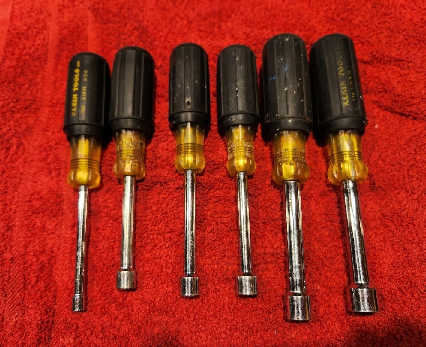 VINTAGE KLEIN 631 Standard Hollow Shaft Nut Driver Set 6 Piece Used Lot