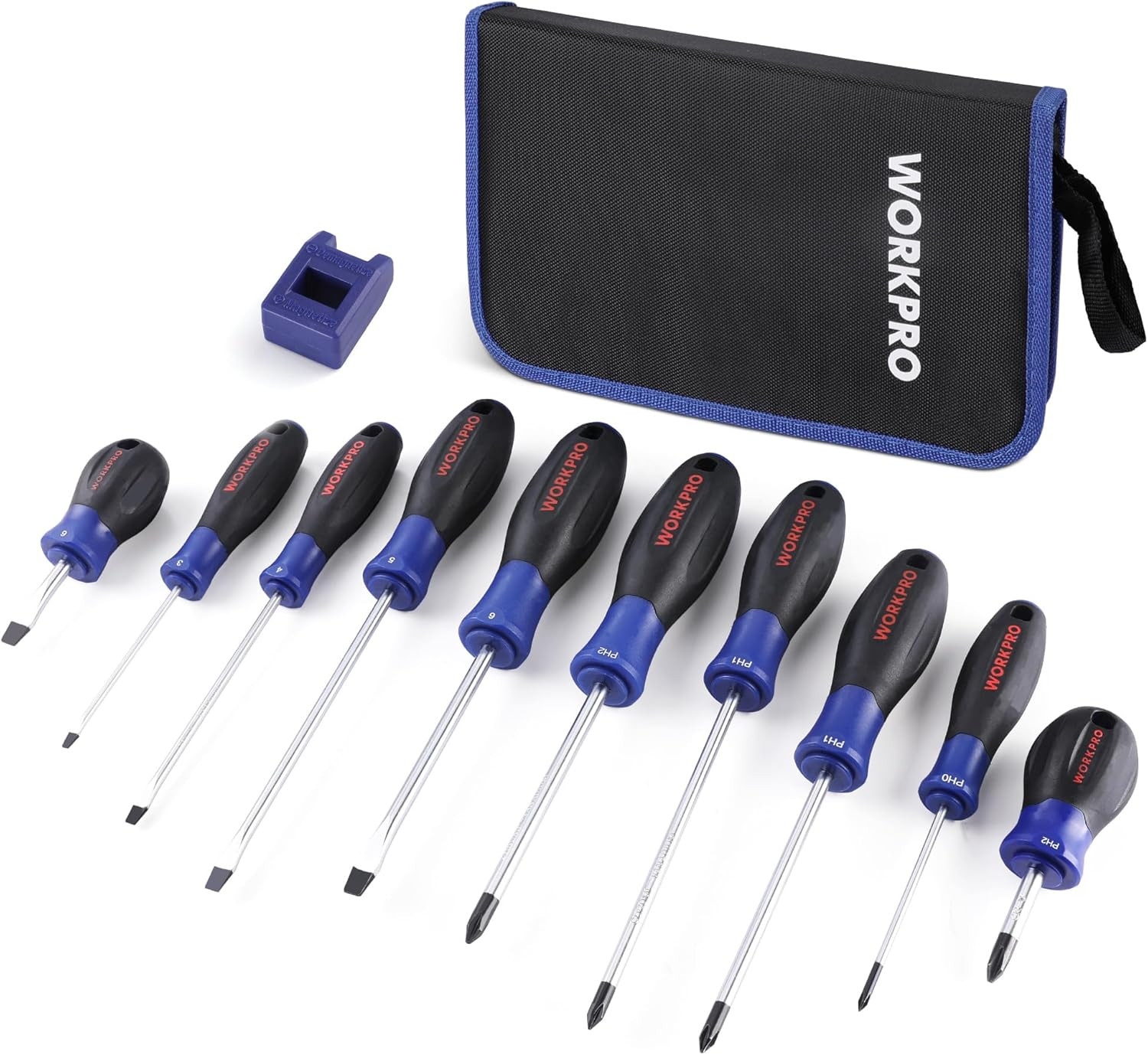 10-Piece Magnetic Screwdriver Set with Pouch Phillips Slotted Flat Head