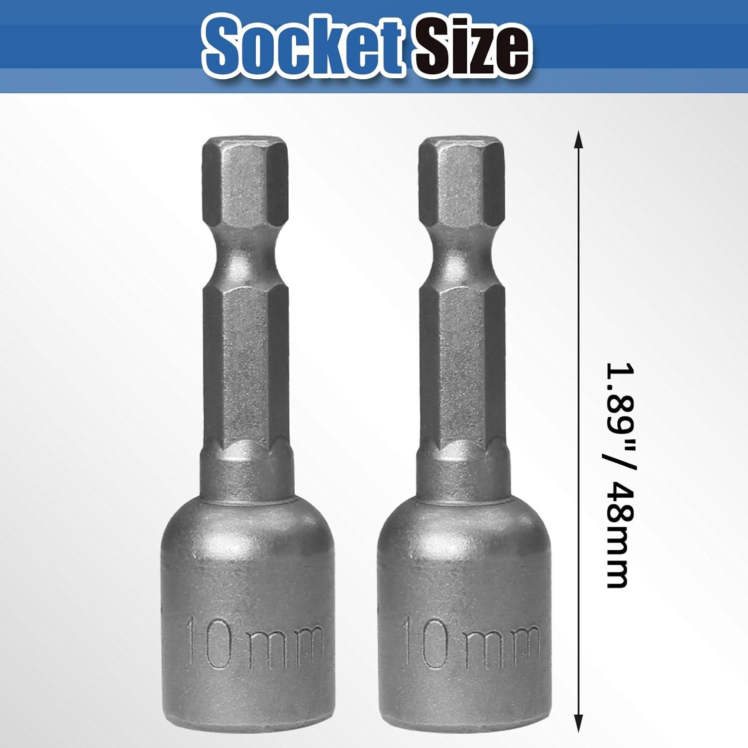 2 Pcs Hex Nut Driver Bits 10mm, 1/4″ Hex Shank Quick-Change Power Nut Driver for