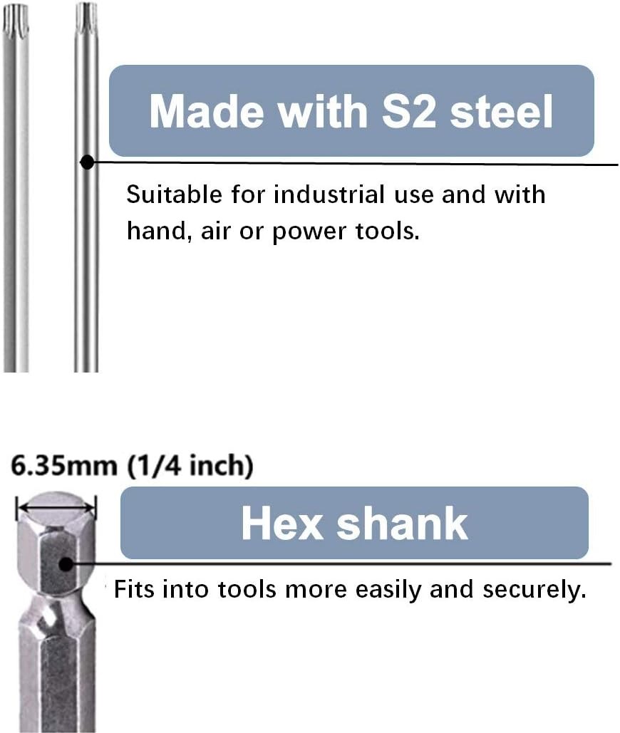 11Pcs T6-T40 Magnetic Head Torx Screwdriver Bit Sets Security Tamper Proof Star
