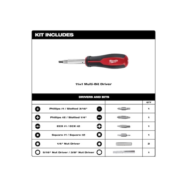 Milwaukee Tool 48-22-2760 11In1 Screwdriver Ecx
