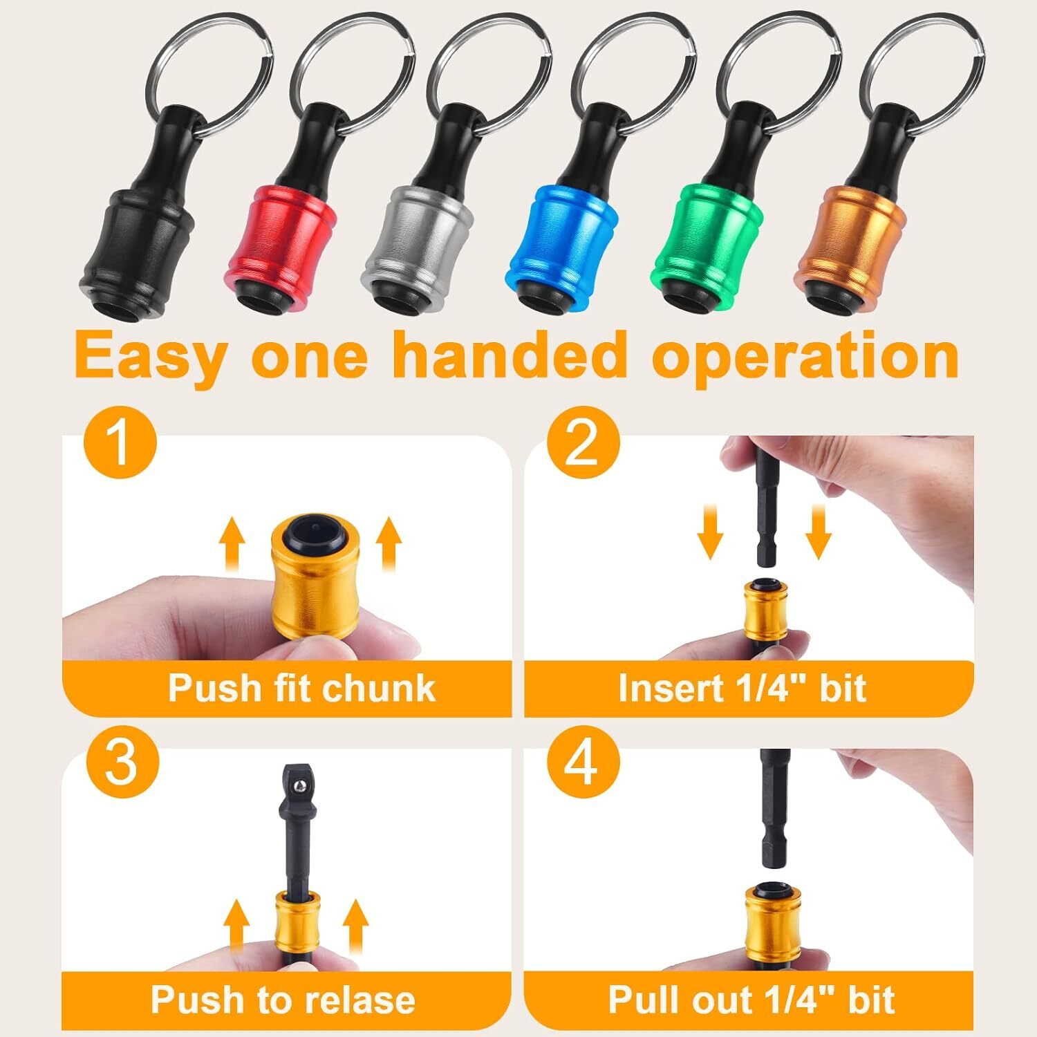 14PCS 1/4″ Hex Shank Quick Release Keychain Screwdriver Drill Bit Holder Bit Set