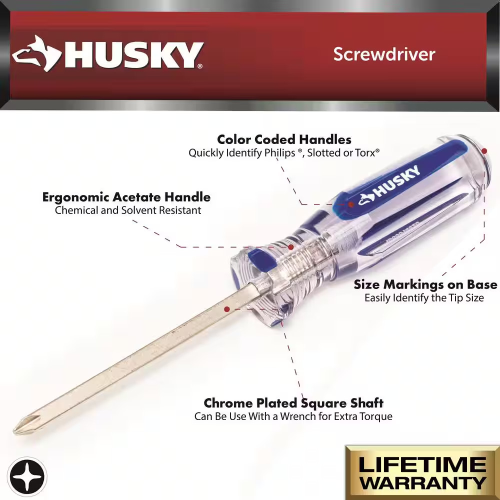 Philips and Slotted Screwdriver Set with Acetate Handles (11-Piece)