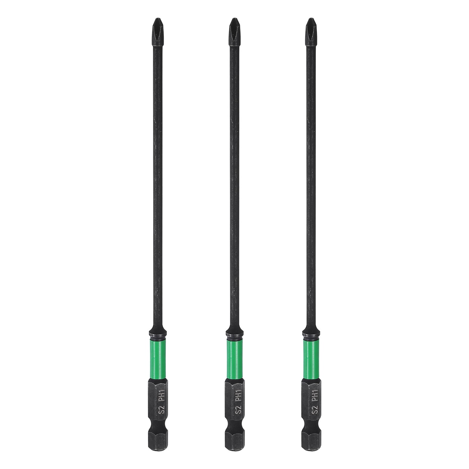 3pcs PH1 Impact Phillips Screwdriver Bits 1/4″ Hex Shank 6″ Long 0.12″ Rod