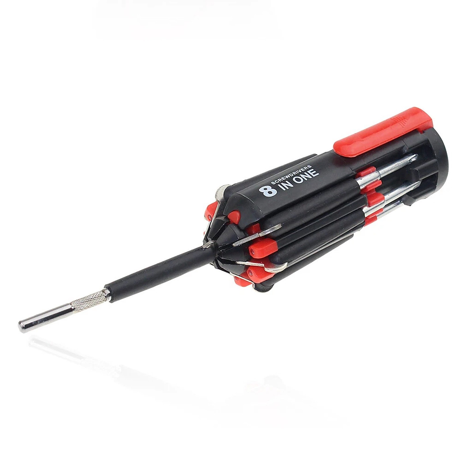 8 In 1 Portable Multifunctional Screwdriver 6 LED Light Slotted Phillips Folding