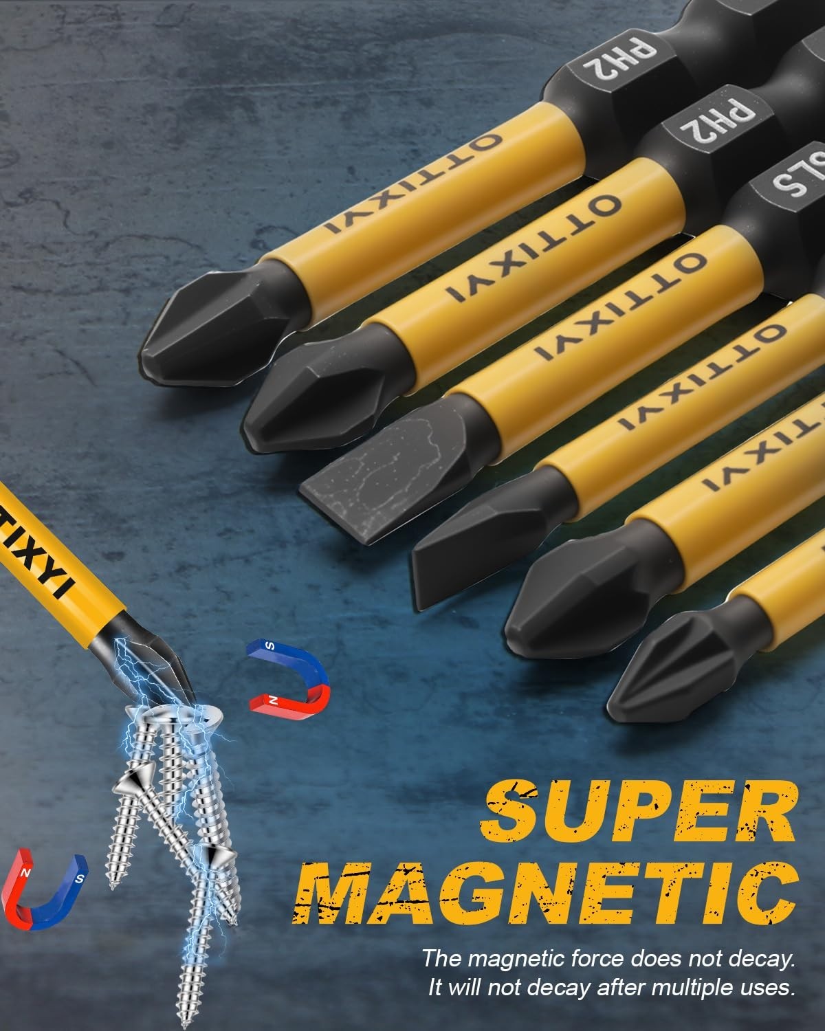 10 PCS Magnetic Screwdriver Bits Set 2 in – Phillips Bits #1#2#3 & Slotted Head