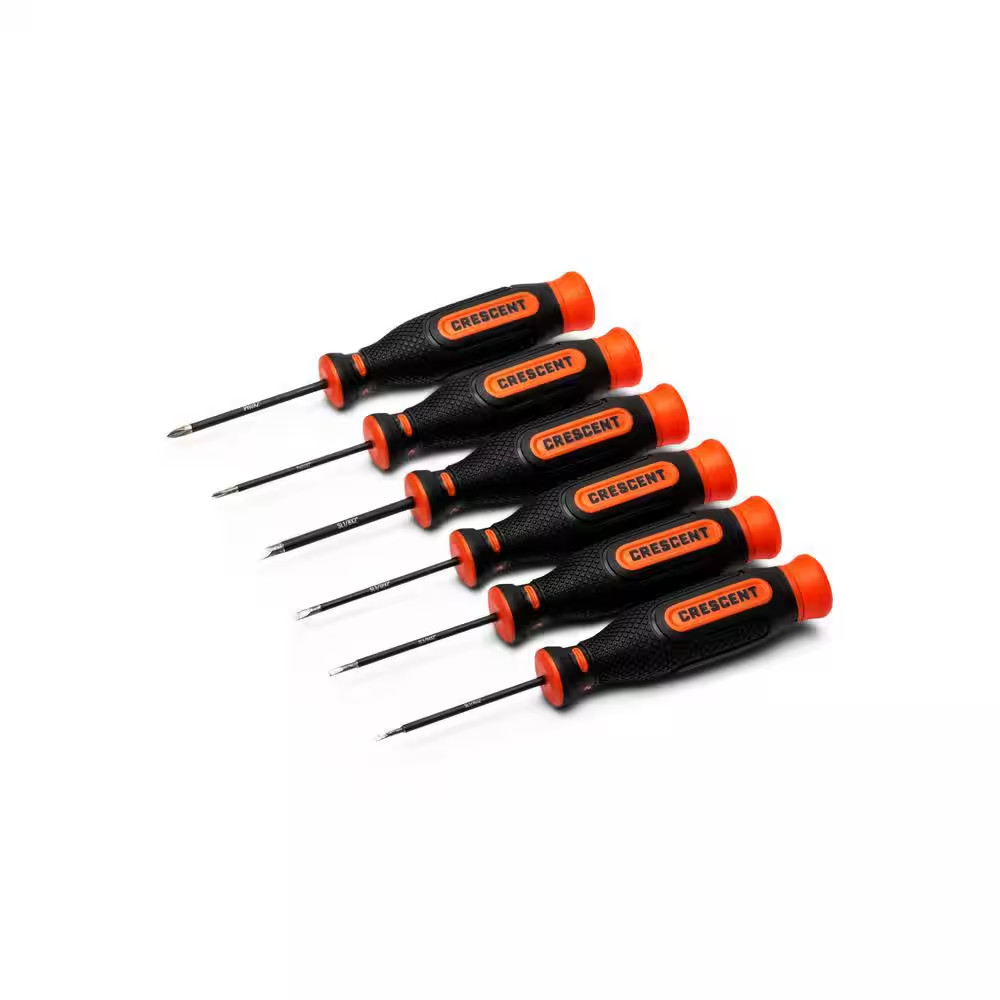 Diamond Tip Phillips and Slotted Precision Screwdriver Set with Dual Material Ha