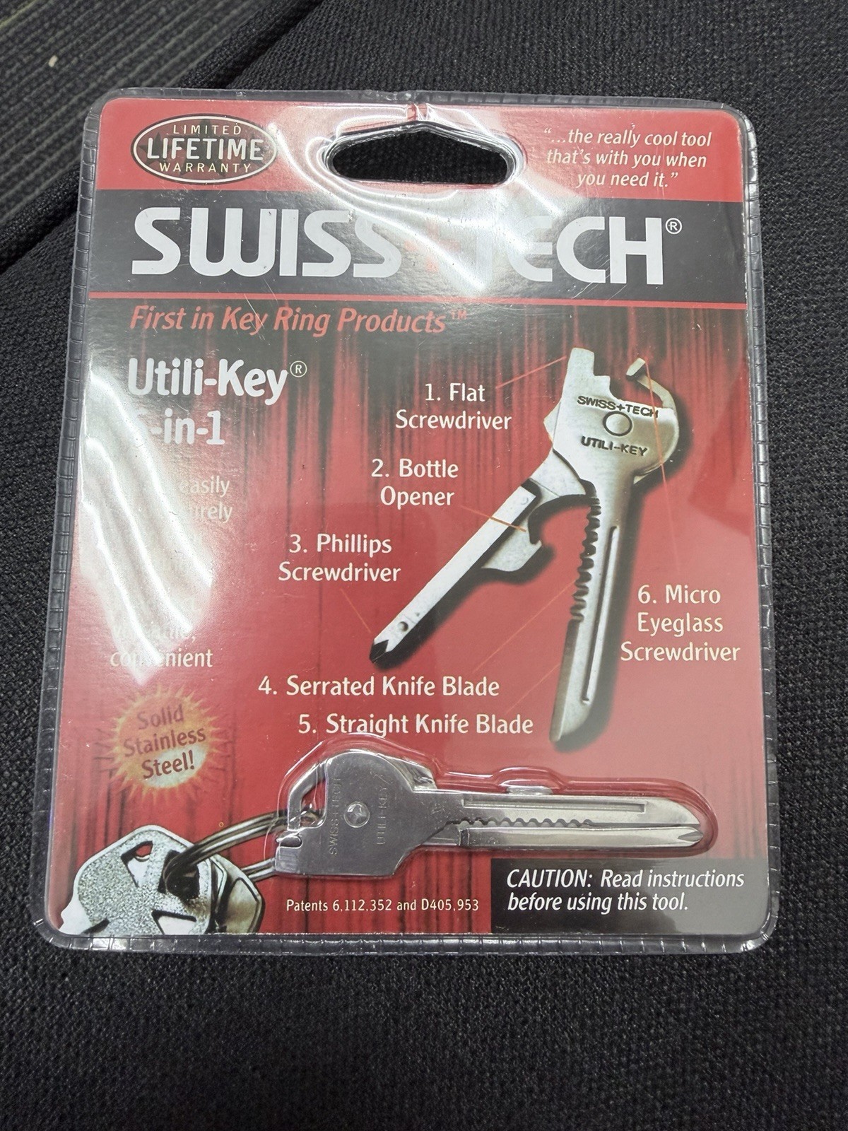 Utili-Key Polished Stainless Steel 6-in-1 Key Ring Multitool with Screwdrivers