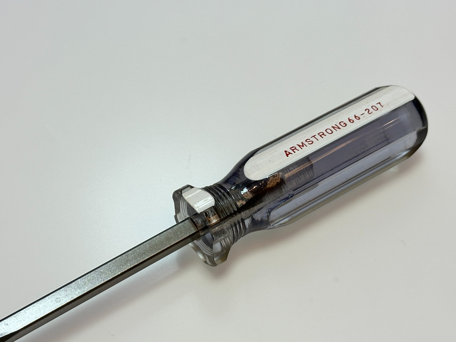 Armstrong Tools USA 66-207 NOS RARE White/Clear Handle Flat Slotted Screwdriver