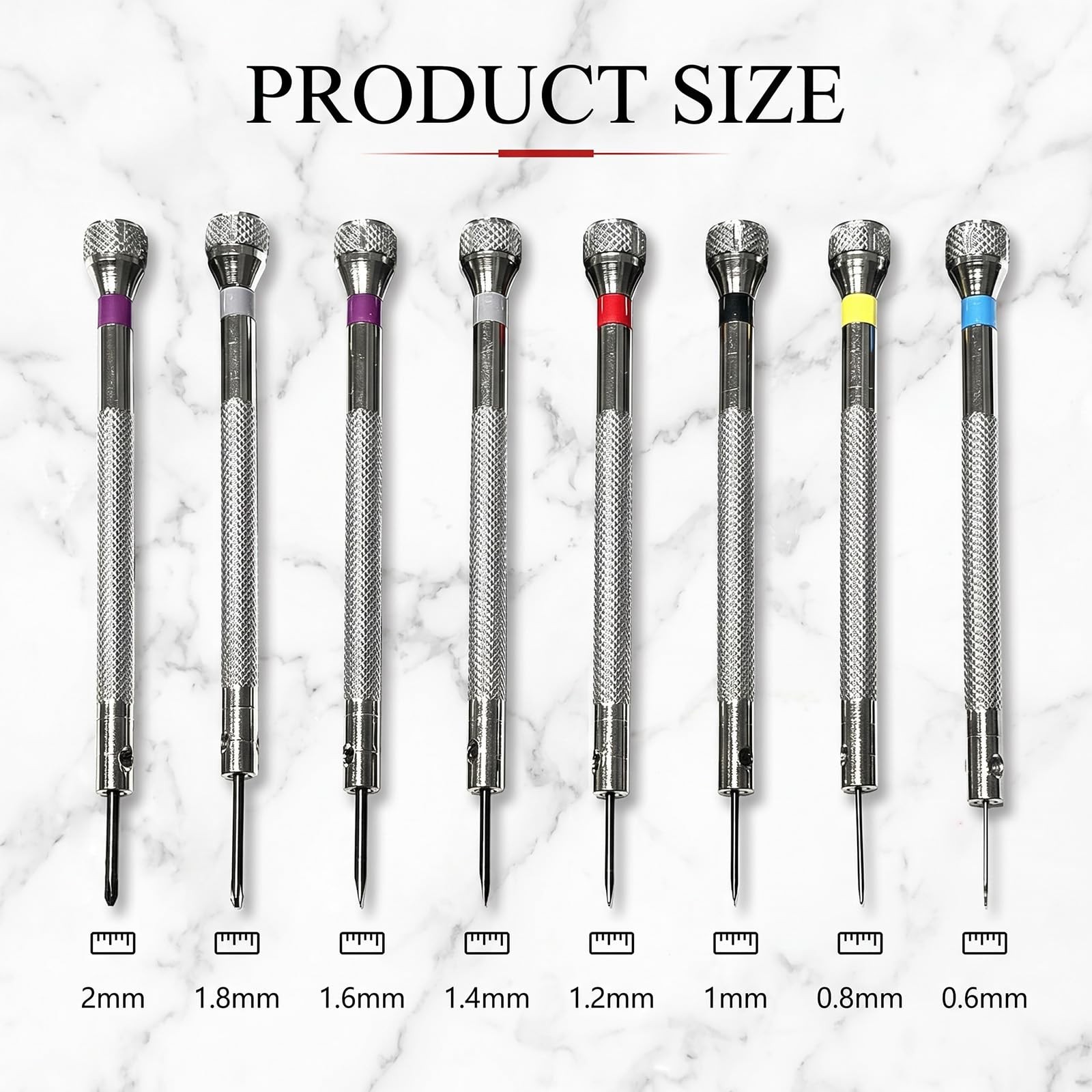 8Pcs Precision Jewelers Screwdriver Set, 0.6-1.6mm Flathead Micro Silver