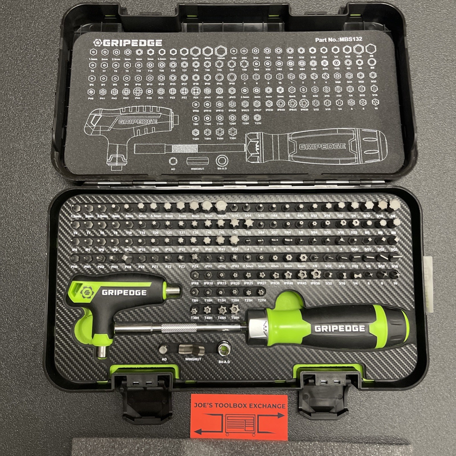 NEW GripEdge Tools Set MBS132 132-PC R.P.T. Multi-Bit Screwdriver Grip Edge