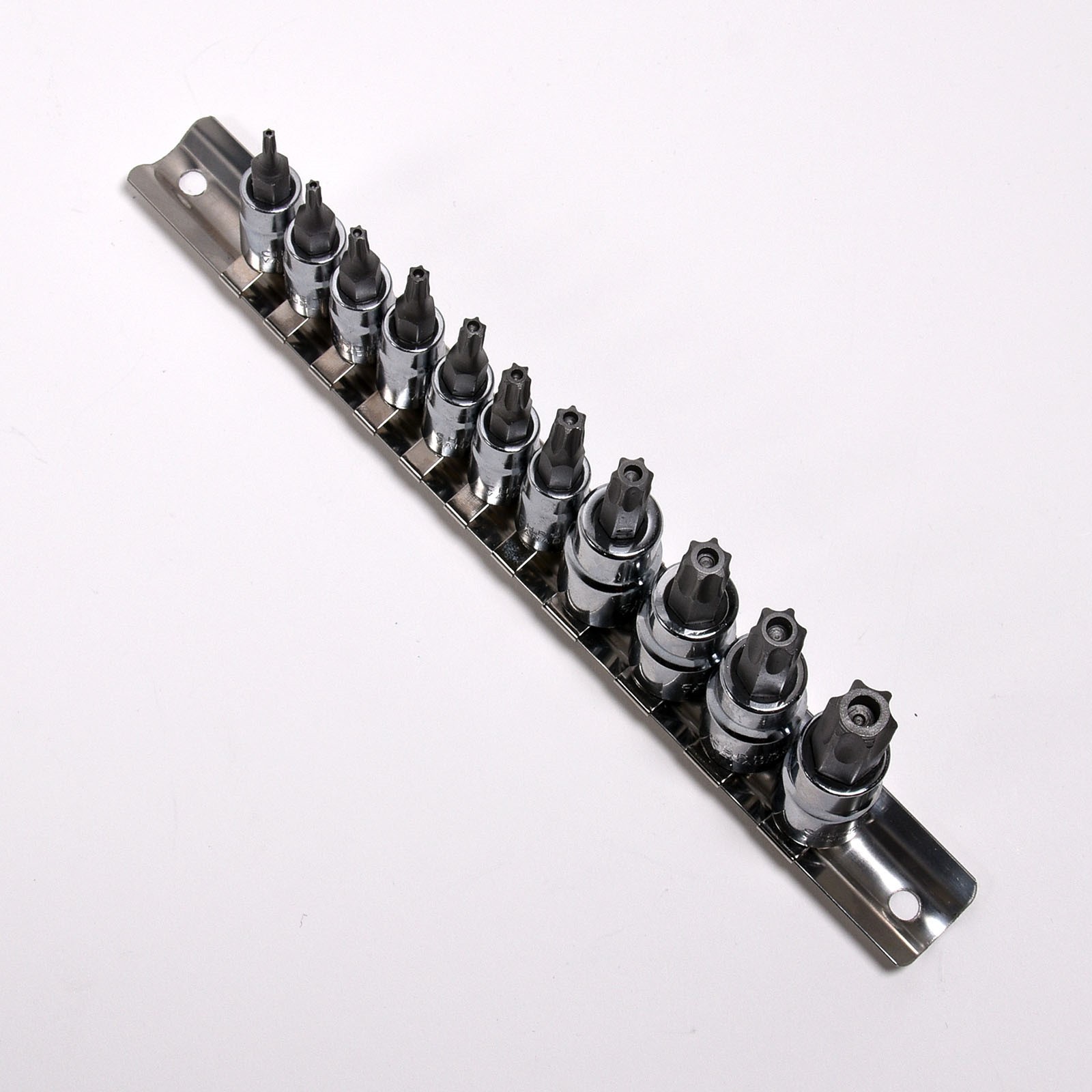 11pc Security Torx Socket 6 Point Set 3/8″ & 1/4″ Star Bit Tamper Proof S2 Steel
