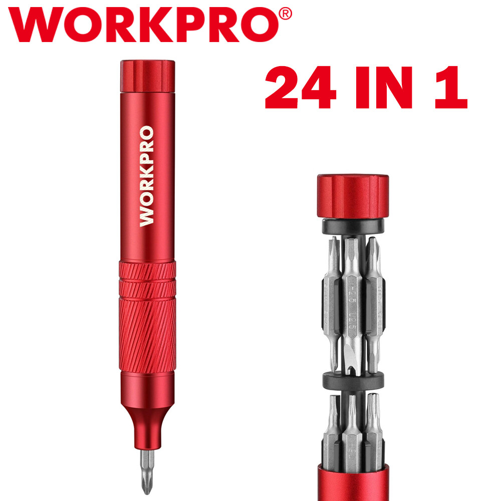 WORKPRO 24-in-1 Precision Screwdriver Multi-Bit Screwdrivers w/S2 Steel Bits Red