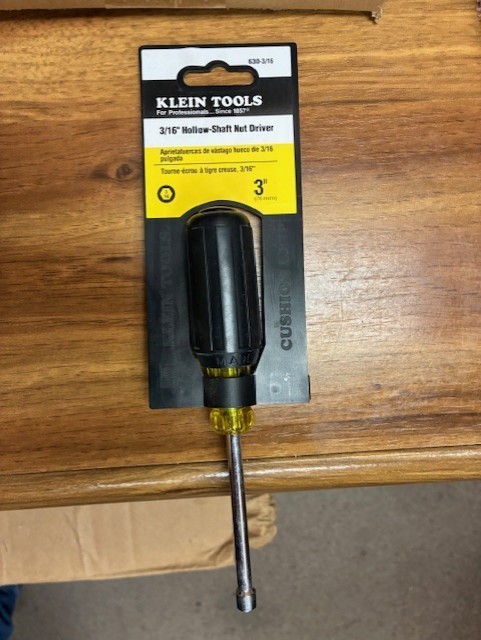 KLEIN TOOLS 630-3/16 Hollow Round Nut Driver, 3/16 in WITH VOLUME DISCOUNT