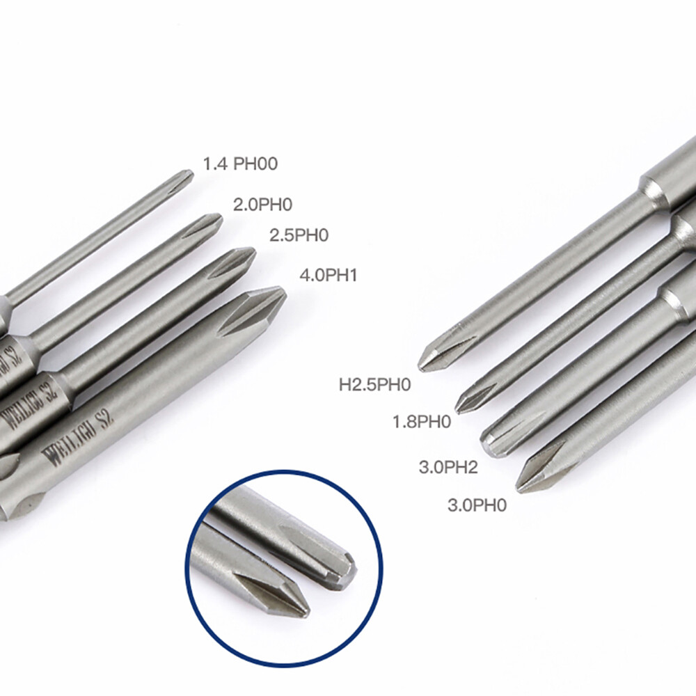 Phillips Bits PH00 PH0 PH1 PH2 4mm Round Shank Magnetic Screwdriver Drill Bit