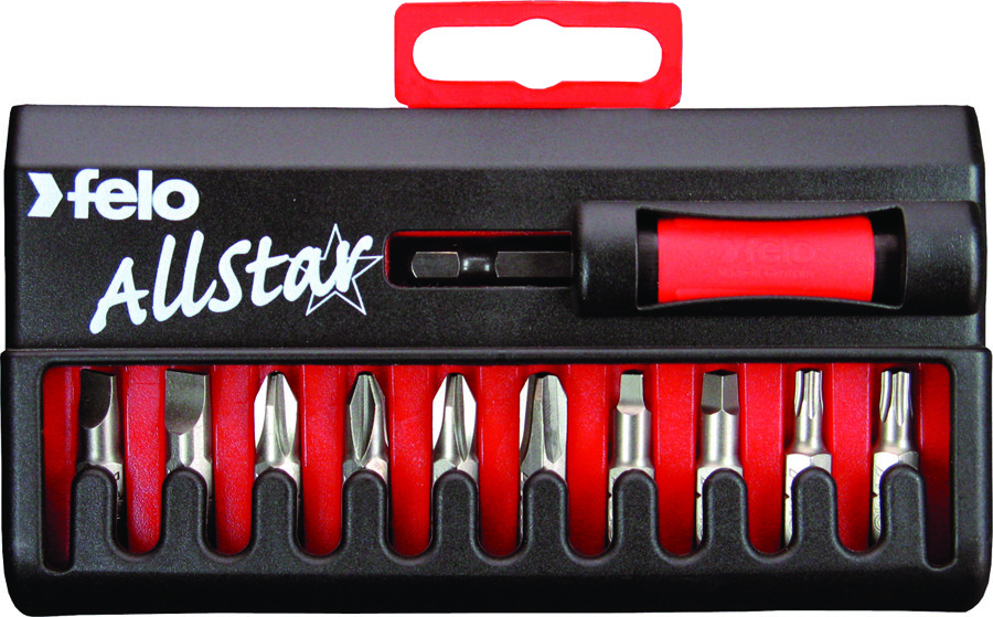 Felo 07157 53015 AllStar Bit Box with 10 Bits – SL/PH/SQ/TX & Bit Holder w/ Case