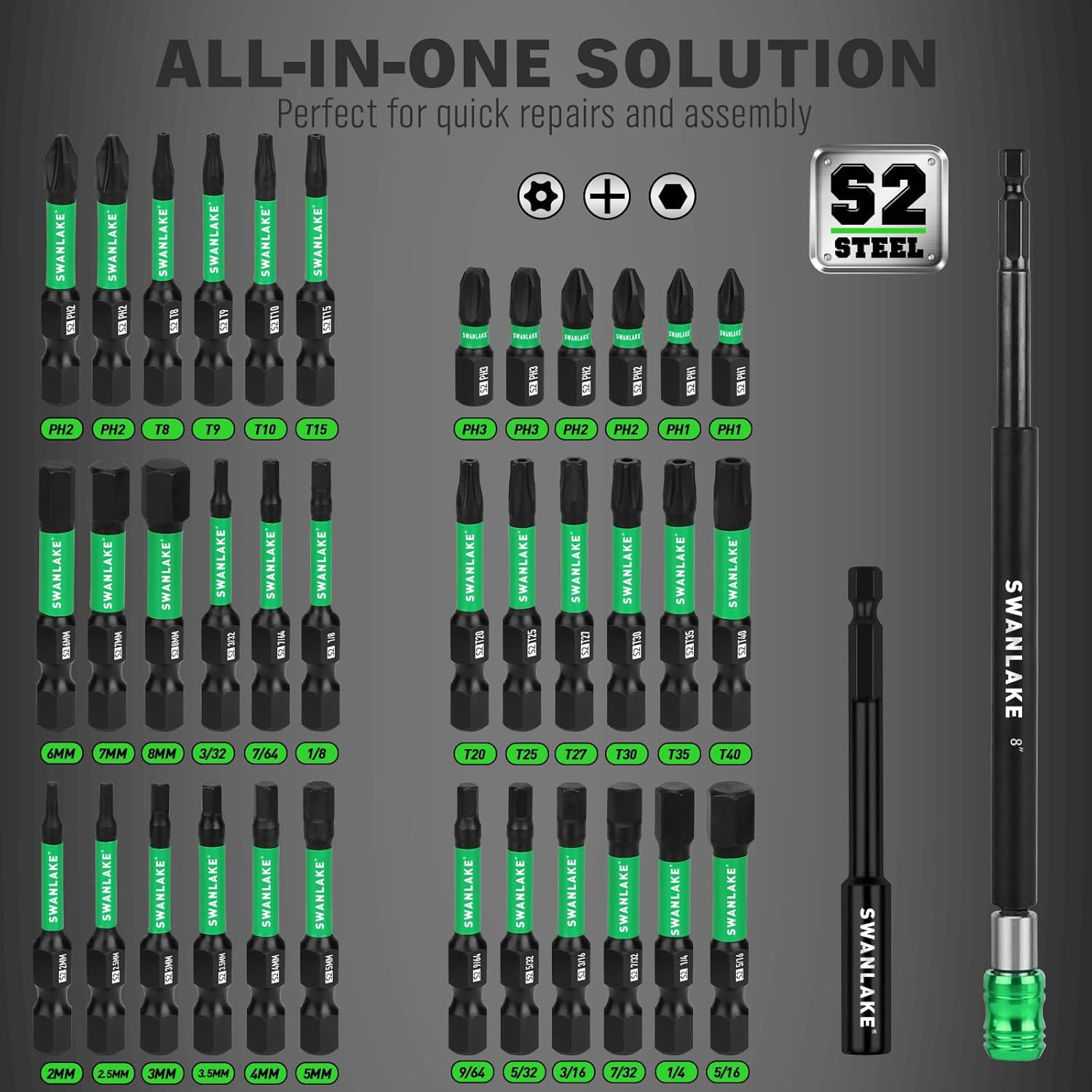 74-Piece Magnetic Nut Driver Set for Impact Drill Metric & SAE, Impact Socket Ad