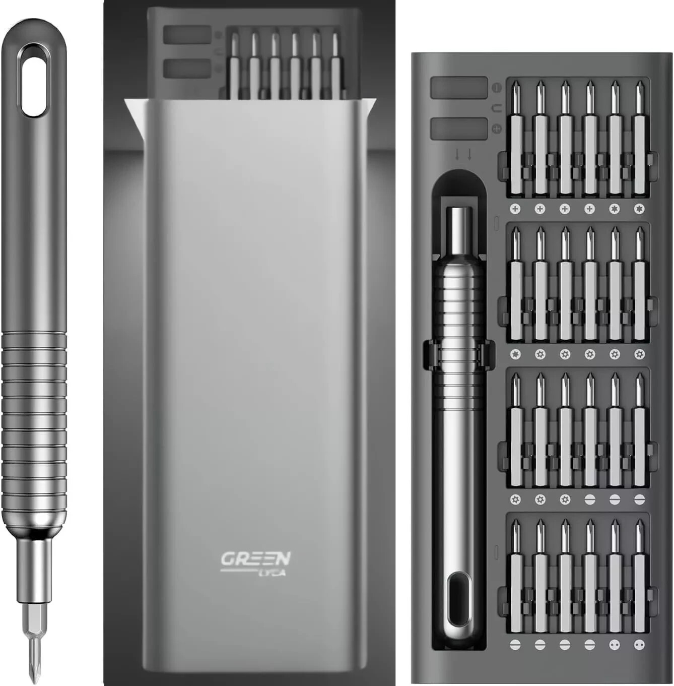 51-in-1 GREEN LYCA G-1231 Portable Precision Screwdriver Set, Magnetic Bits,
